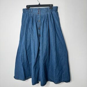 Vintage koret Denim Button-Front Skirt